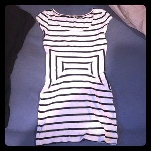 Black and white striped dress